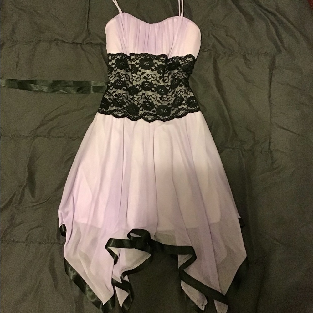 Lilac and black lace dress